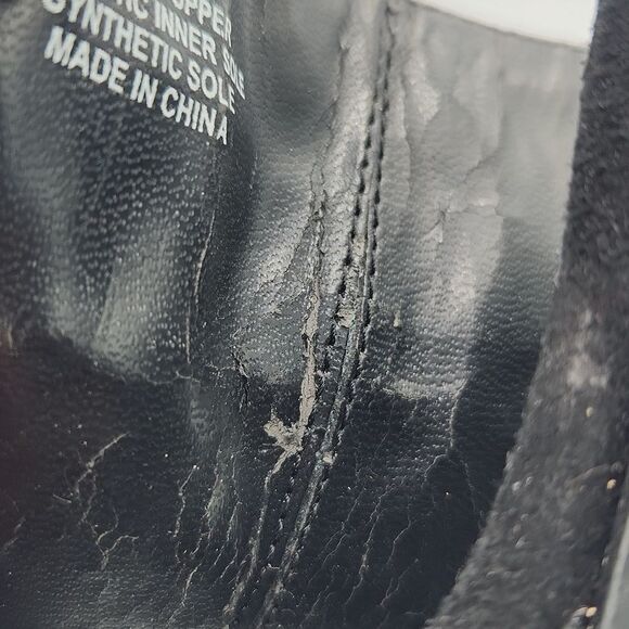 BCBG Paris Black leather upper ruffle metal silver studs Ankle strap stilettos - Picture 8 of 8